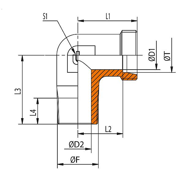 1043-12X1/4L-BO 1043 - NPT - BO 90º inschroefkoppeling (STAAL)