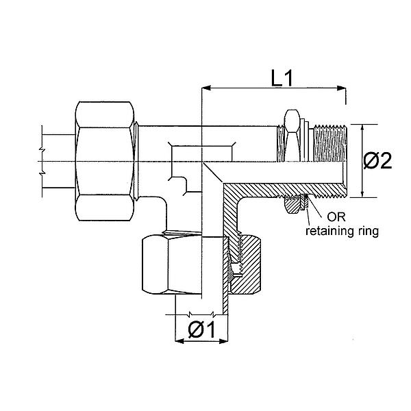 1052-0-30SM-BO 1052-0 - METRIC - BO Instelbare L-inschroefkoppeling (STAAL)