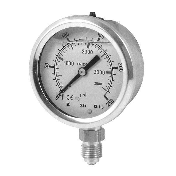 1151-100-0100 1151 Pressure gauge bottom connection Glycerine filled.