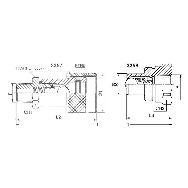 3358-17-206 3358 Schroefkoppeling RVS