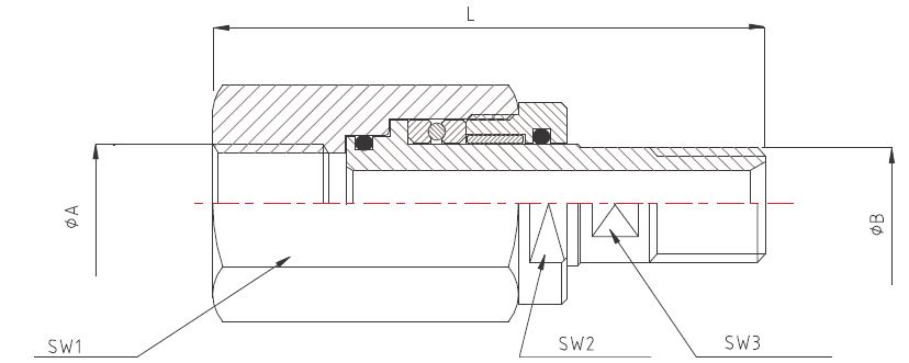 3870-40-04 3870-40 Haakse draaibare adapter (RVS)