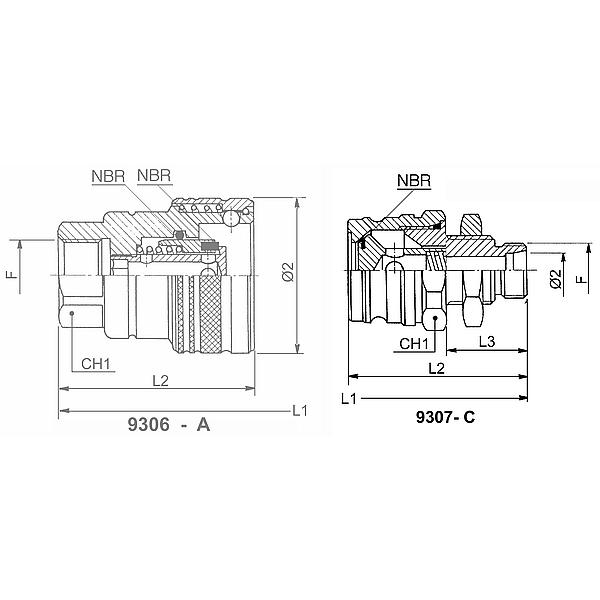 9307-22-016/20 9307-C Brake quick disconnect coupling