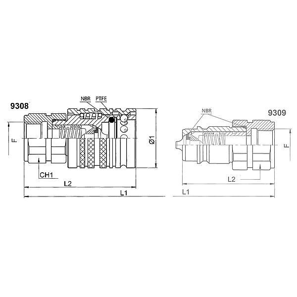 9308-13-204 9308 Quick disconnect coupling